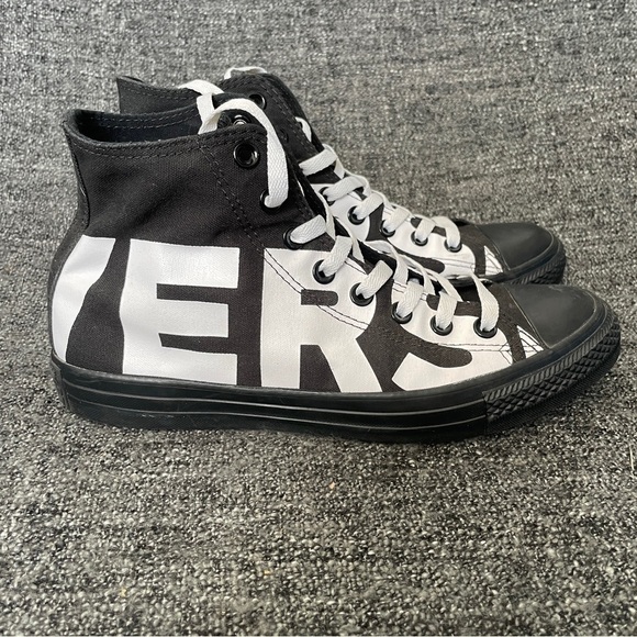 Converse Chuck Taylor All Star Spellout Sneakers Black White Hi Men’s Size 8.5 - Picture 1 of 9